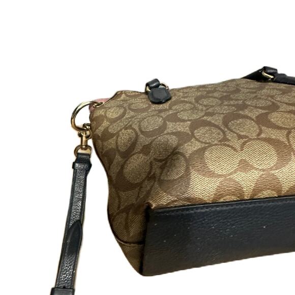 COACH Remi Navy Brown Signature Satchel Saddle Crossbody Bag MRSP $398 - Picture 9 of 15